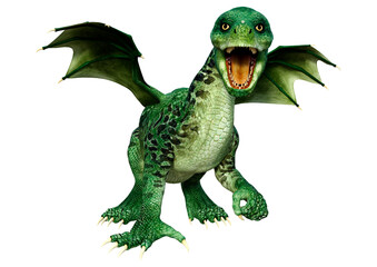 3D Rendering Fairy Tale Dragon on White