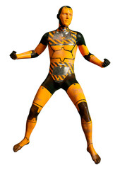 3D Rendering Male Robot on White