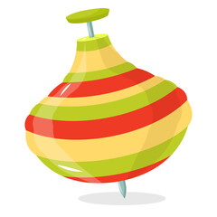 Vector cartoon image of spinning top. Concept of children's toys and fun. Kindergarten, school. Element for your website, article, etc.