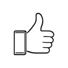 Thumbs Up Line Art Minimalist Icon Black Outline