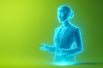 Sophisticated Holographic AI Assistant Interacting with User for Futuristic Solutions