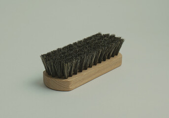 Wooden brush for polishing shoes isolated