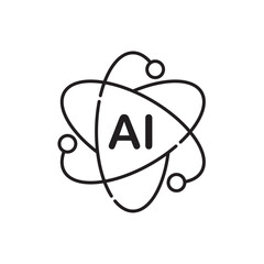 Artificial intelligence icon, digital atom, Circuit Symbol Outline icon Transparent background