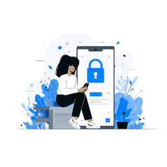 Person Using Secure Mobile App with Lock Icon - Mobile Security and Data Protection Concept