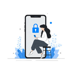 Person Using Secure Mobile App with Lock Icon - Mobile Security and Data Protection Concept