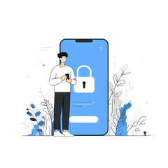 Person Using Secure Mobile App with Lock Icon - Mobile Security and Data Protection Concept