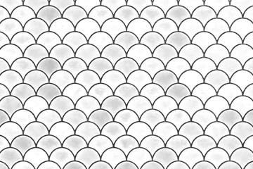 Dark, textured pattern of overlapping, semi-circular scales, reminiscent of fish scales or armor, with subtle light reflections and scattered speckles of color creating a distressed, aged effect