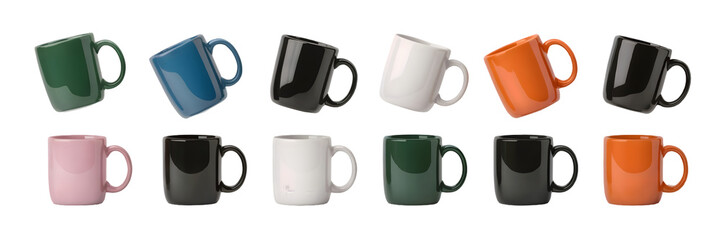 Collection of ceramic mugs in various colors and styles drinkware kitchenware