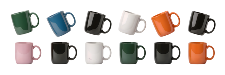 Collection of ceramic mugs in various colors and styles drinkware kitchenware