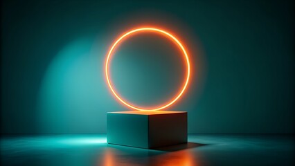 Neon Orange Circle Display in Futuristic Setting