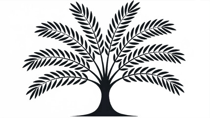 Minimalist black and white silhouette of a tropical palm tree against a clean background