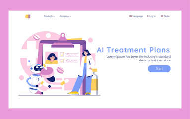 AI In Medicine And Science. Flat Vector Illustration