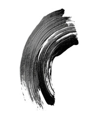 A thick black mascara brush stroke, isolated on a transparent background