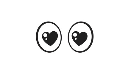 Cute Cartoon Eyes with Heart Pupils Expressing Love and Affection