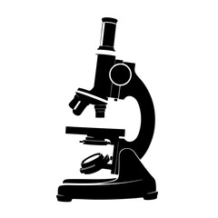 vector image of microscope silhouette on white background