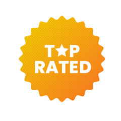 Top Rated Badge. Red Star Award Icon. Best Seller Stamp