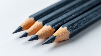 Obraz premium Four black pencils with a black tip and a yellow tip