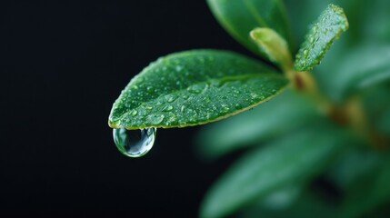 A leaf with a drop of water on it