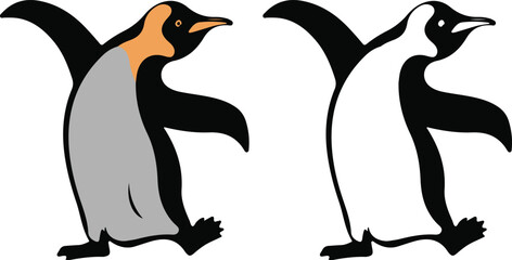Black Emperor penguin vector illustration