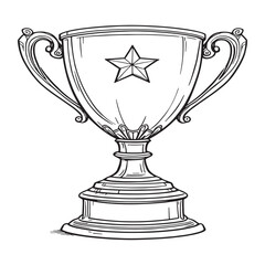 A golden trophy with a star victory award symbol