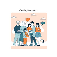 Connection Between Generations. Flat Vector Illustration