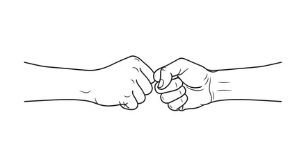 Fist Bump Gesture Line Art, Partnership, Teamwork, and Collaboration Concept