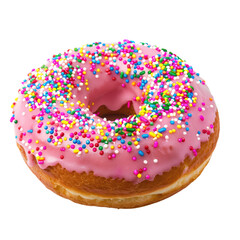Pink glazed donut with colorful sprinkles (1)