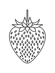 line strawberry transparent background, for coloring book, children's book