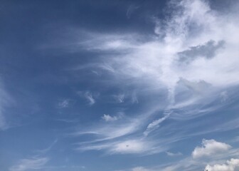 White heap clouds in the blue sky background
