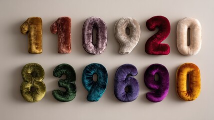 Plush velvet numbers in various colors