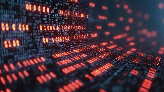 Digital Data Stream: Immersing oneself in the heart of the digital realm, where an endless flow of binary code streams through the virtual ether, an abstract glimpse into the computational universe.