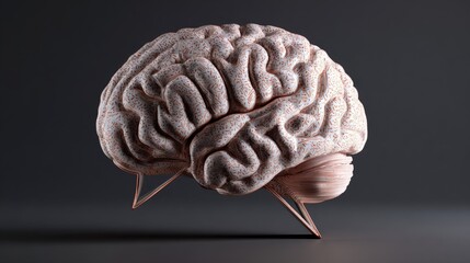 3D rendered brain, light peach tone, speckled texture