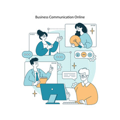 Online Business Communication Vector Illustration