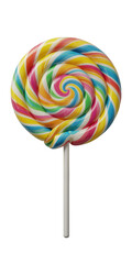 Spiral Lollipop with Neon Colors on Transparent Background, 3D Realism Design Element