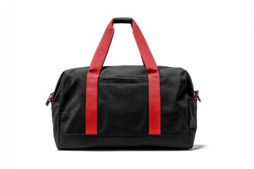 Naklejka premium Black Duffel Bag with Red Handles and Gold Sparkle