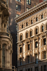 Fototapeta premium Flatiron District in Manhattan with historic architecture. Ornate building facade with terra cotta details along Broadway formerly part of the Ladies Mile Historic District in New York City
