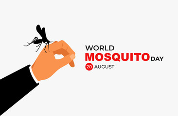 World Mosquito Day. 20 August. Holiday concept. Template for background with banner, poster and card. Vector illustration.
