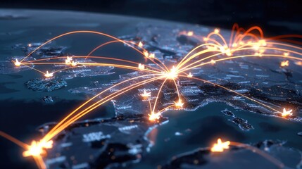 Global network of connections over Europe