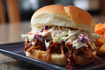 Pulled pork sandwich on a plate