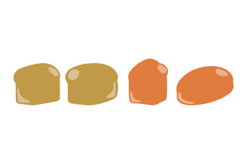 White Bread Loaf Illustration Set