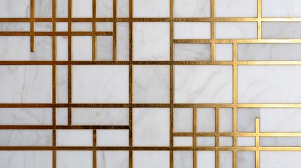 Gold-lined white marble grid pattern
