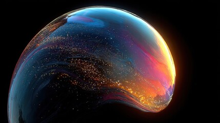 Abstract sphere, vibrant colors, fluid design