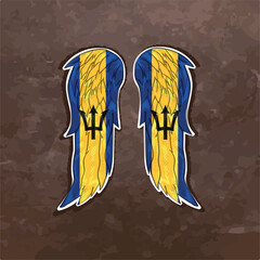 Barbados flag in the shape of angel wings. Perfect for cultural projects, souvenirs, and travel designs.