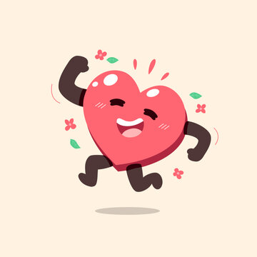 Vector cartoon happy cute heart character
