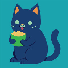 Fun catnip party with cartoon cat enjoying the excitement colour Art Vector illustration