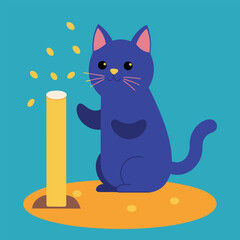 Cat reacting to catnip with playful party cartoon concept colour Art Vector illustration