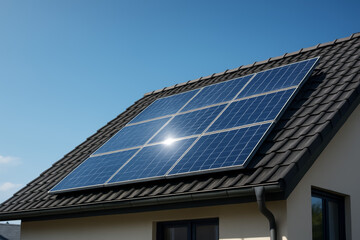 Solar panels installed on roof for sustainable energy production