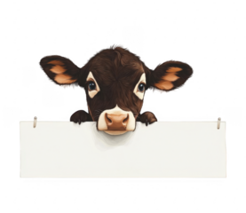 cow with blank sign