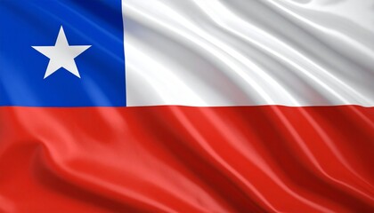 Fototapeta premium Chilean flag with blue square and white star on red and white stripes