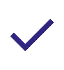 Dark blue check mark icon. Transparent background.